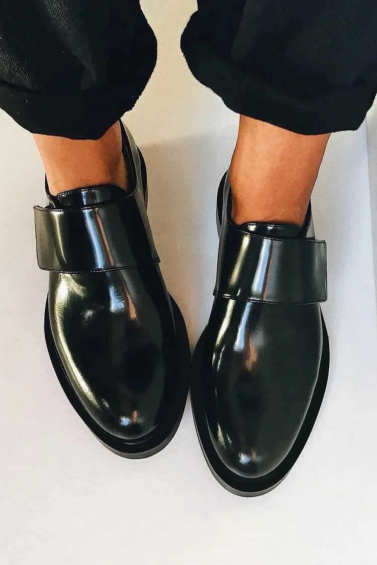 Everly & Rose | Elegant Glossy Loafers with Strap for a Flawless Style