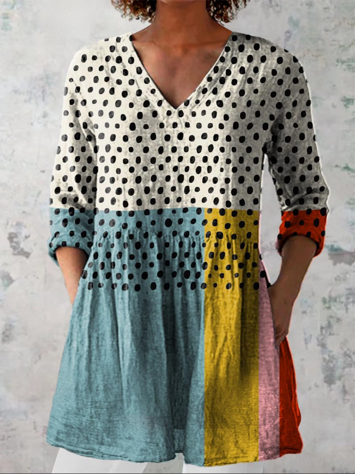 Geometric Print Linen Tunic – Modern Comfort
