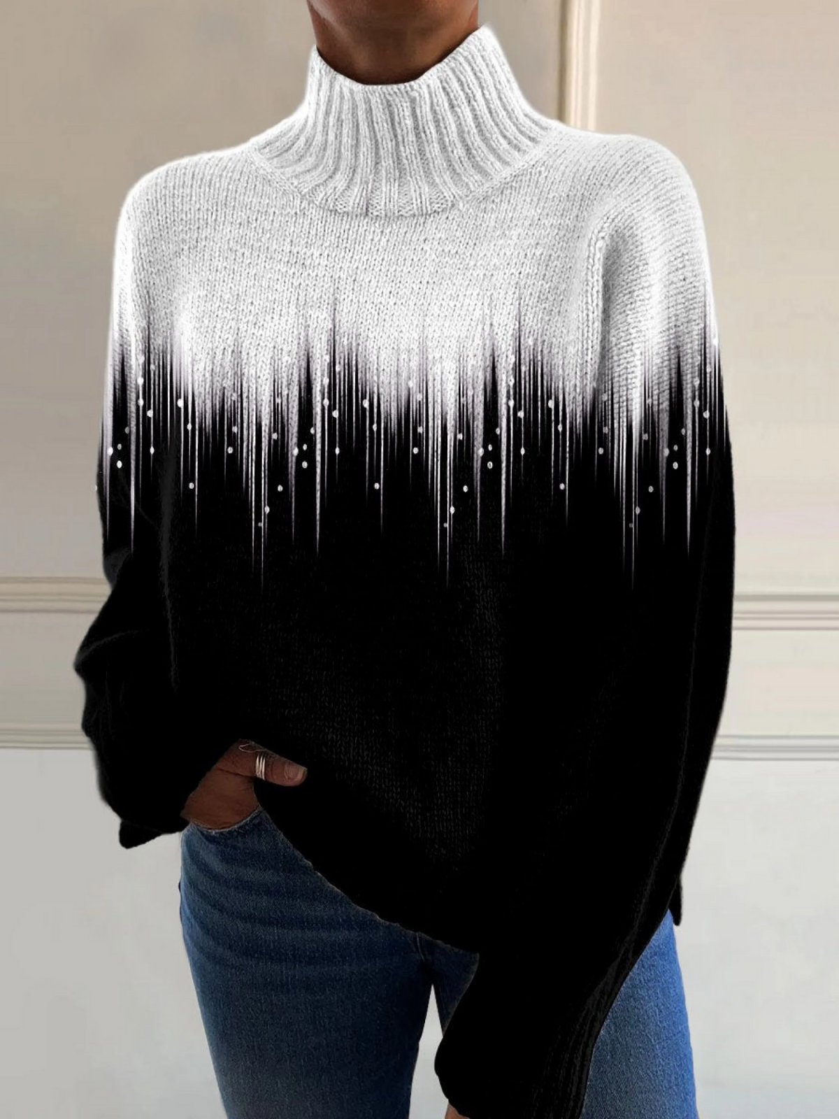 Isobel™ | Romantic flash ray print turtleneck sweater