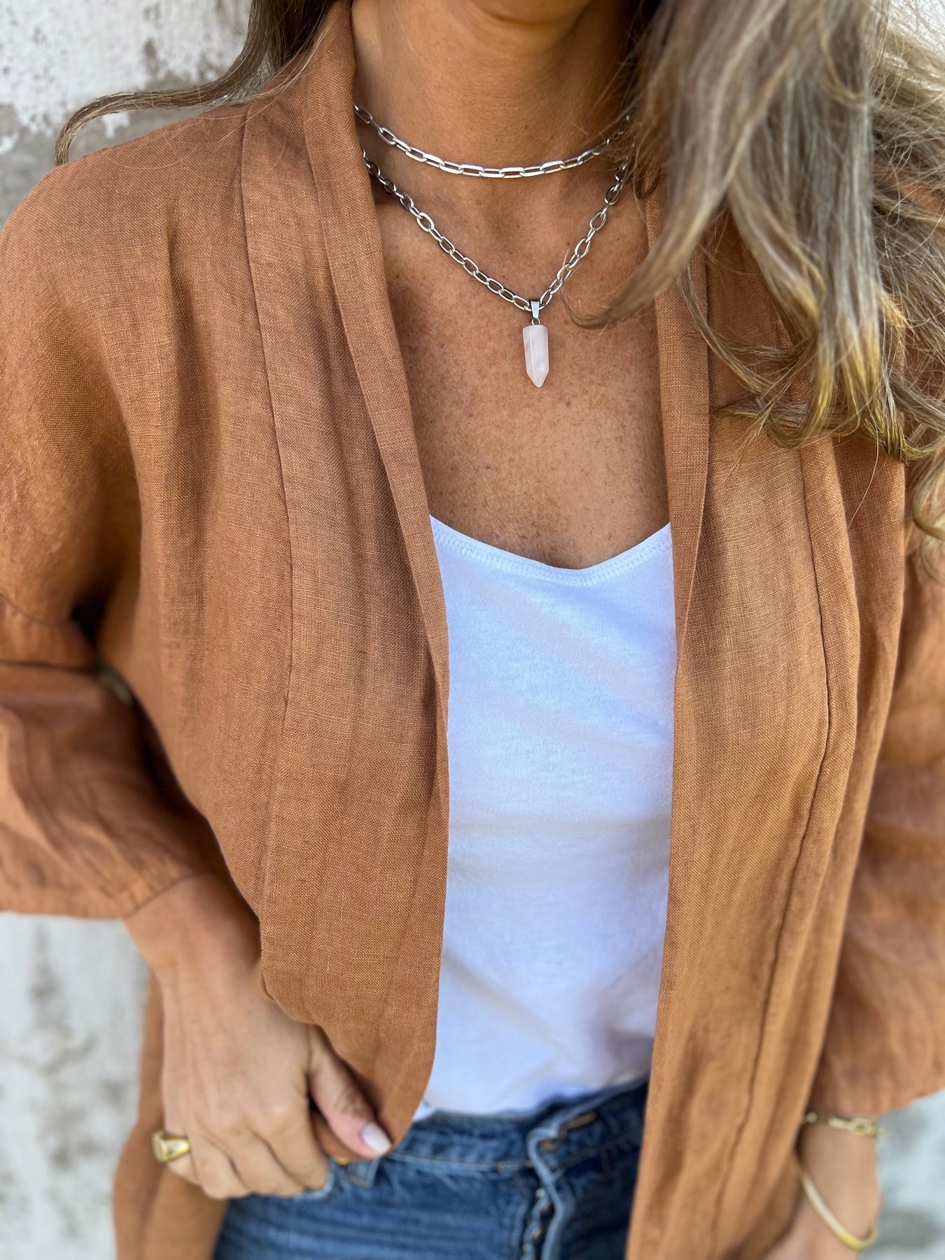 Mila | Knit Sweater in Linen with Ruffles