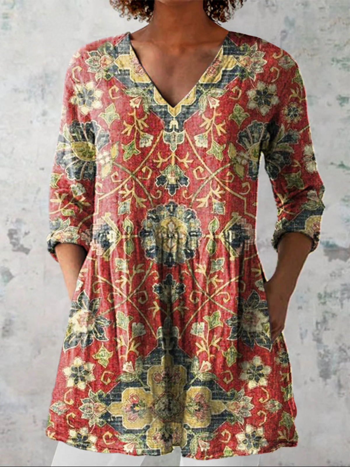 Floral Cotton-Linen Tunic – Garden Bliss