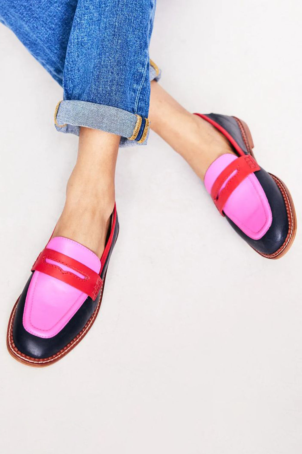 Everly & Rose | Soft black loafers with vibrant colorful details for a unique style