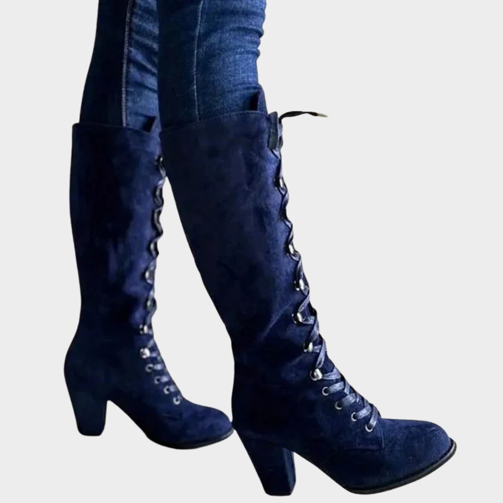Selene™ | Lace-Up High Heel Suede Boots