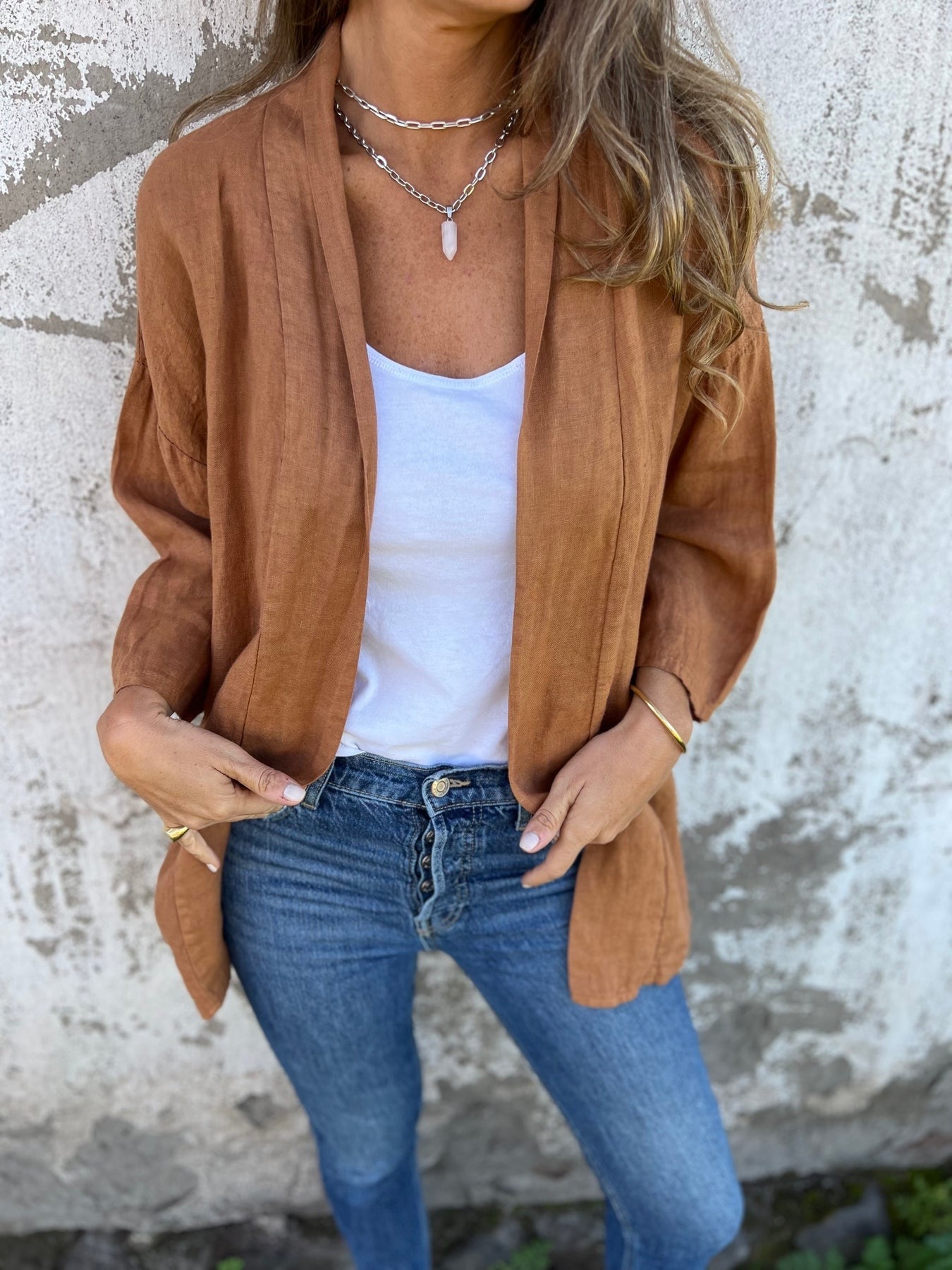 Mila | Knit Sweater in Linen with Ruffles