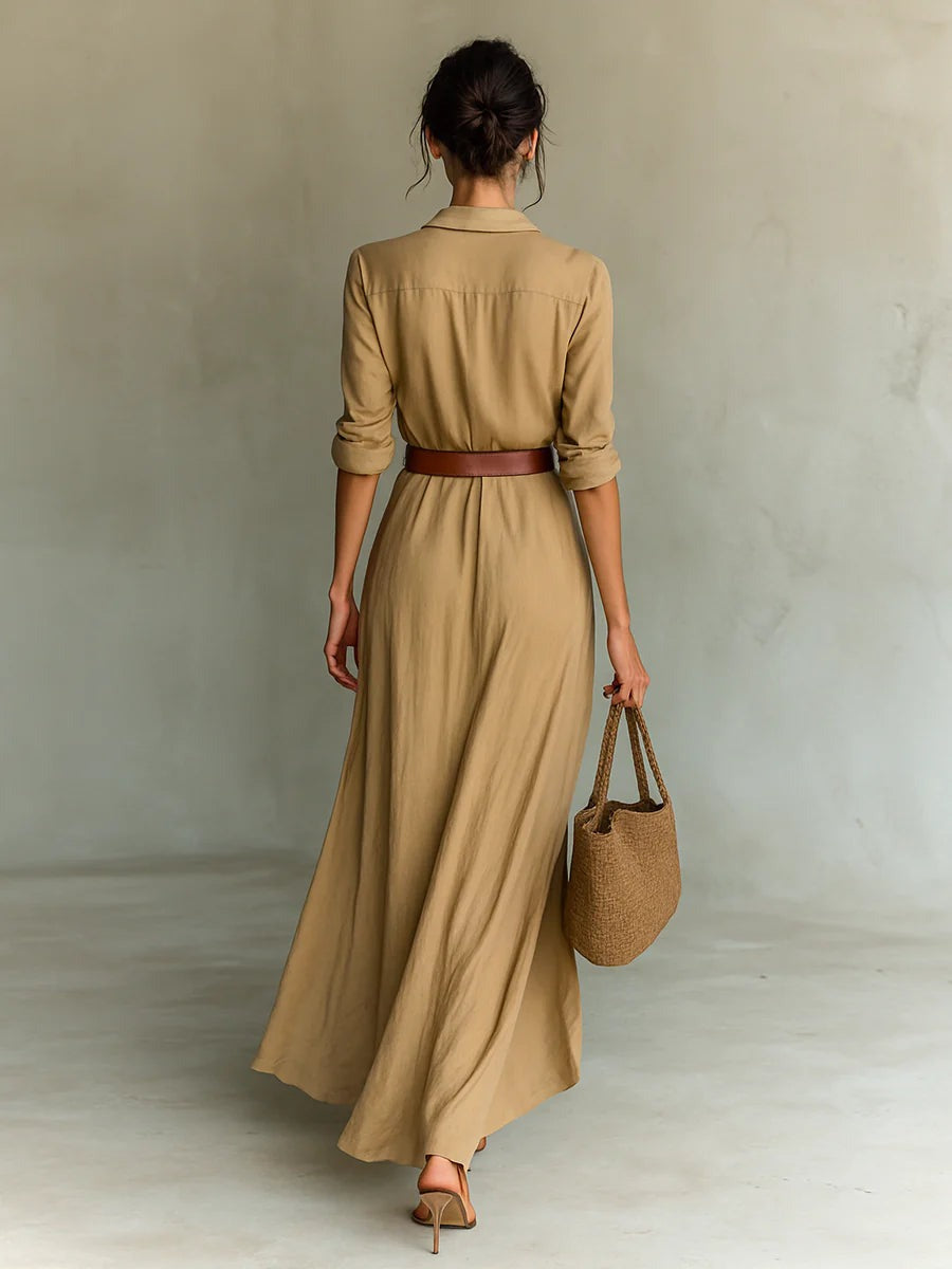 Katrina™ | Belted Maxi Shirt Dress