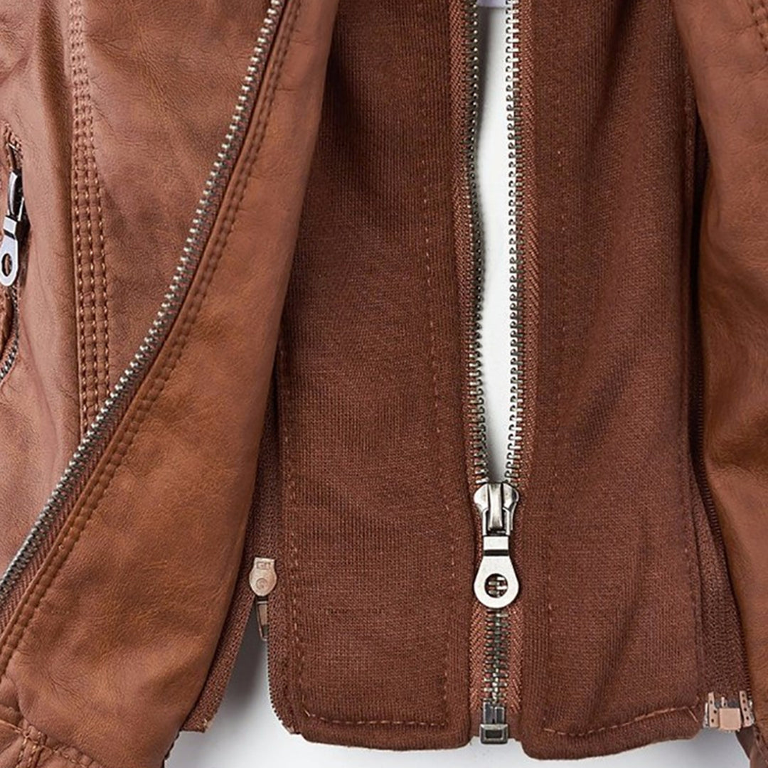 Rose | Fashion Leather Jacket with Hood