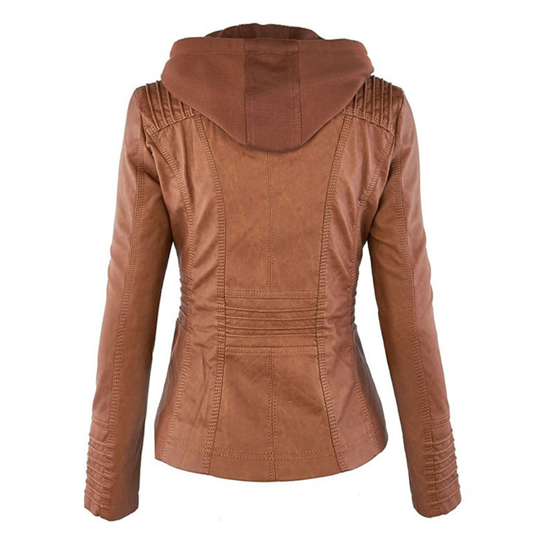 Rose | Fashion Leather Jacket with Hood