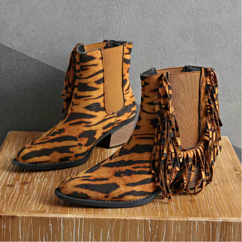 Tigra – Fringe Luxe Ankle Boots