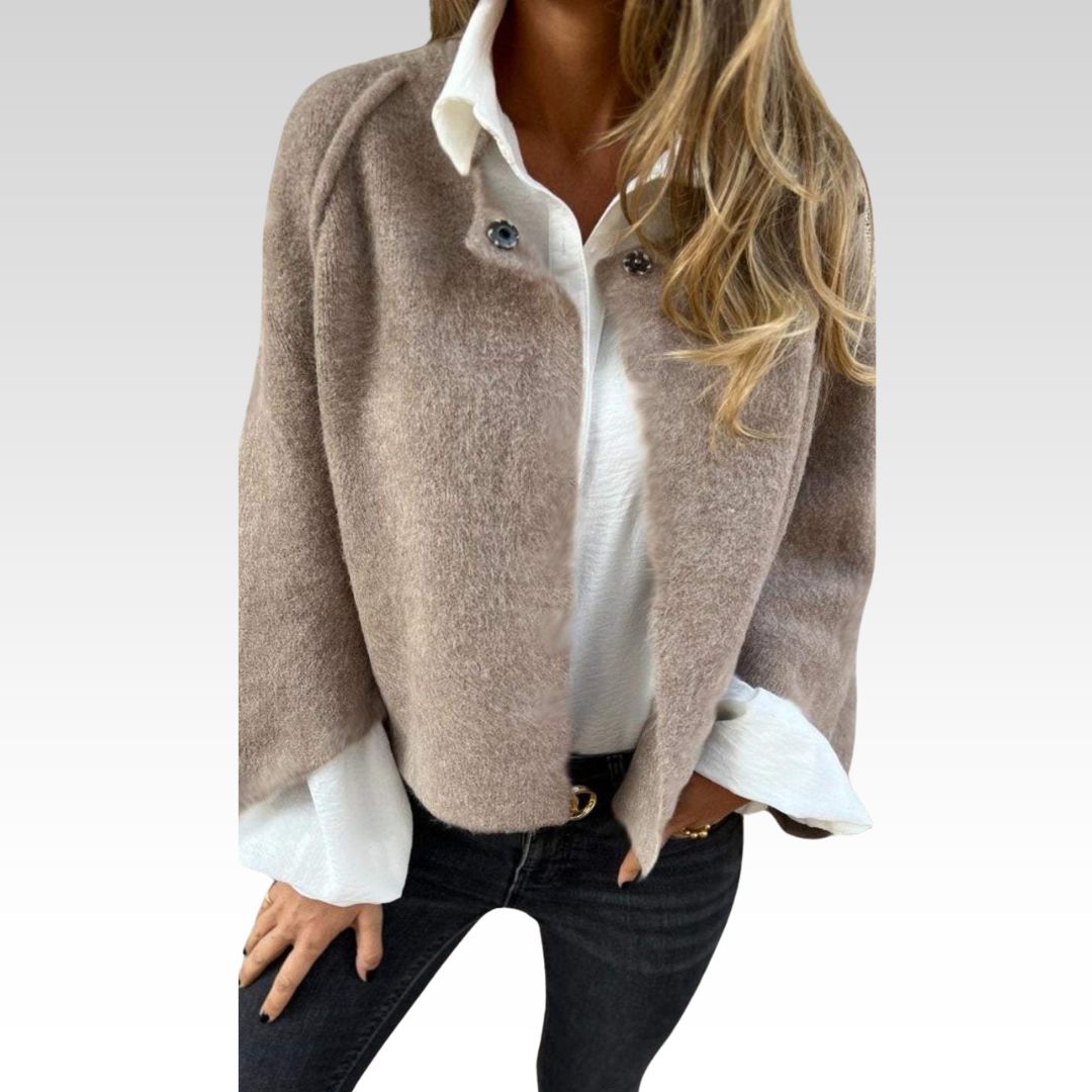 Sadie | Wool Jacket with Round Neck and Long Sleeves