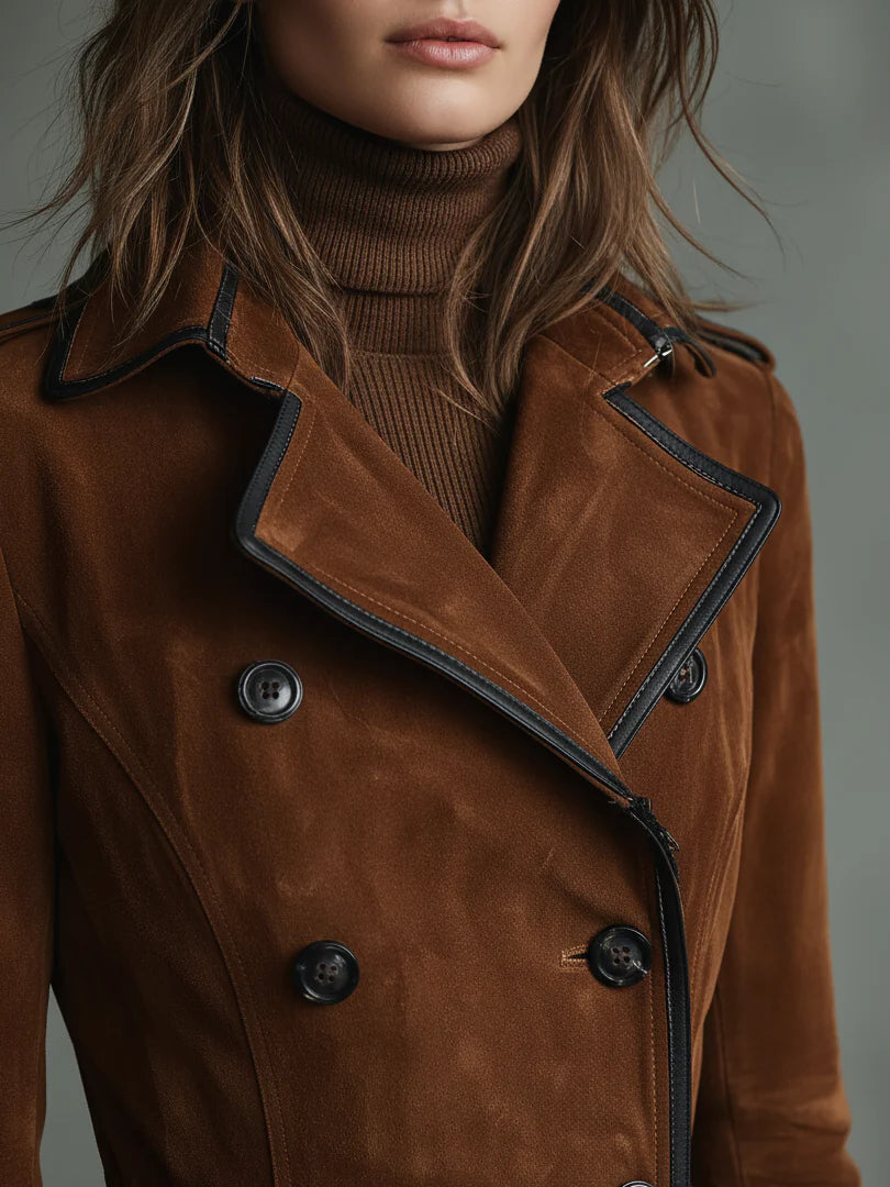 Renée™ | Long Suede Trench Coat