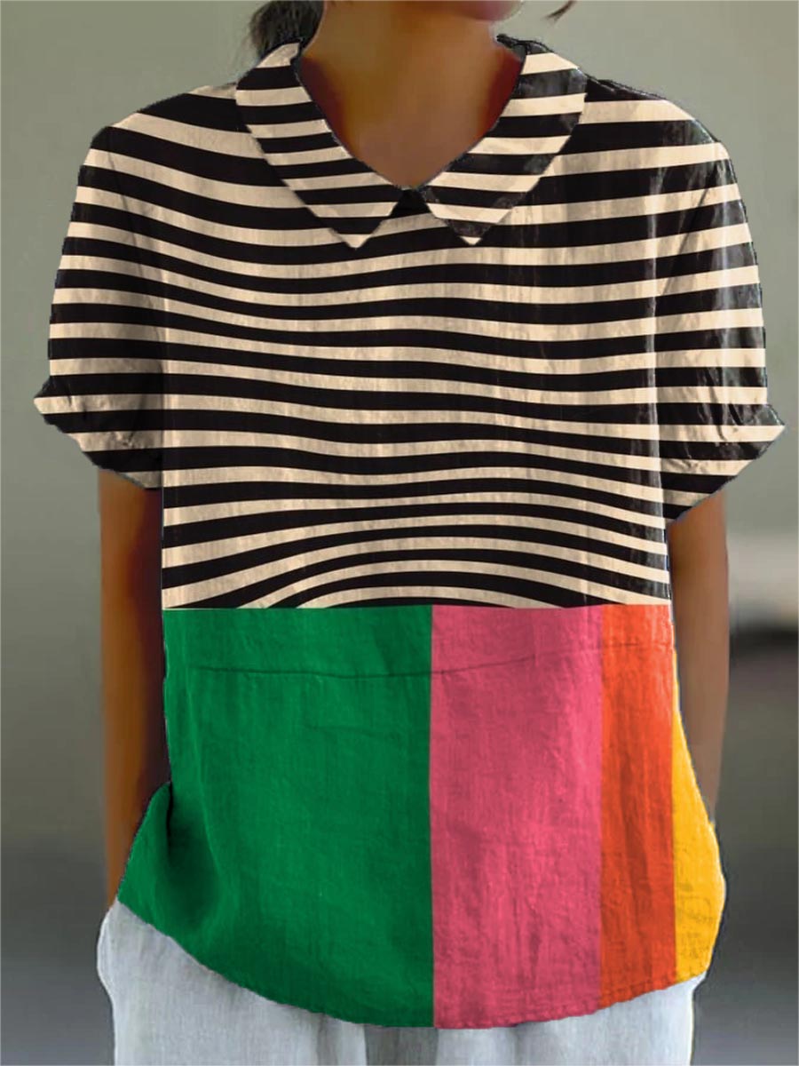 Eva | Bold Stripe and Color Block Shirt