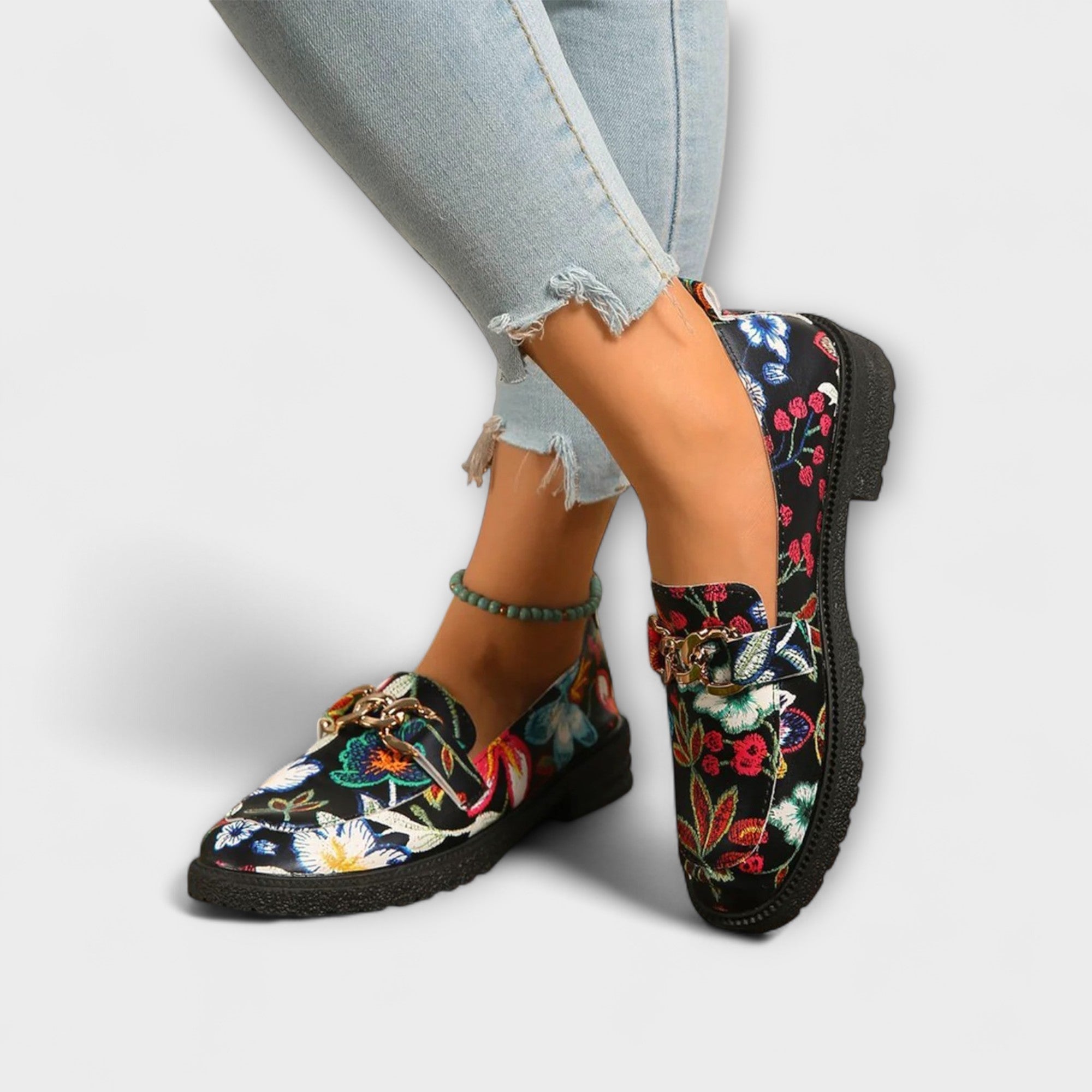 Orla – Multicolored Loafers with Floral Pattern