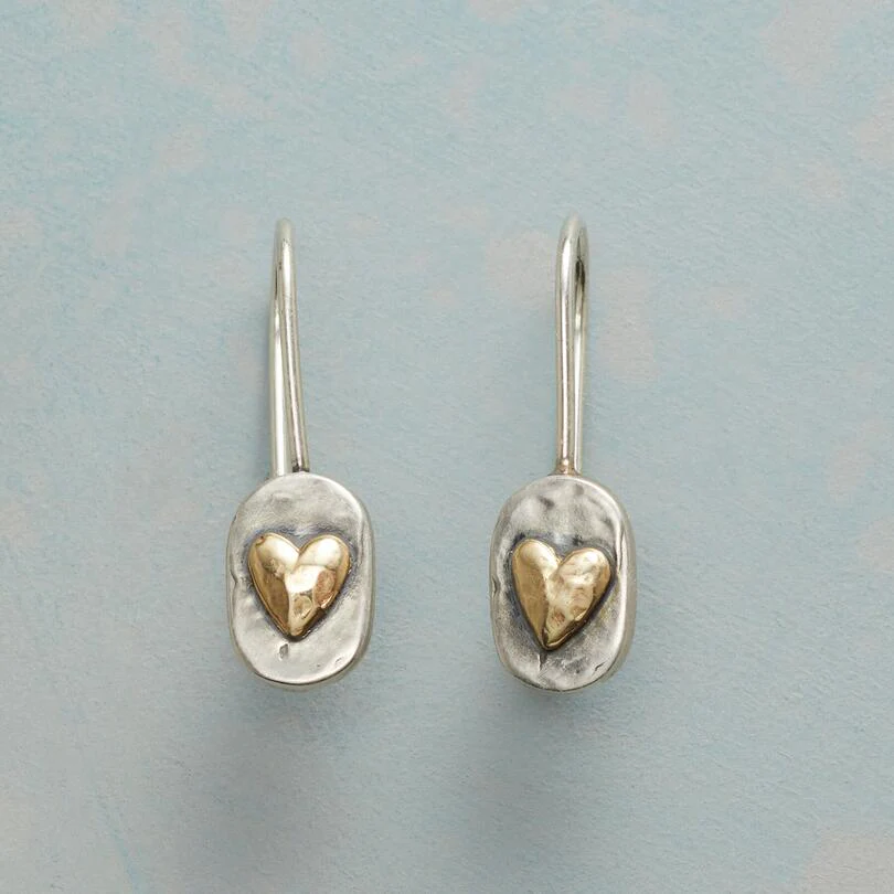 Genesis™ | Vintage Silver Golden Heart Earrings
