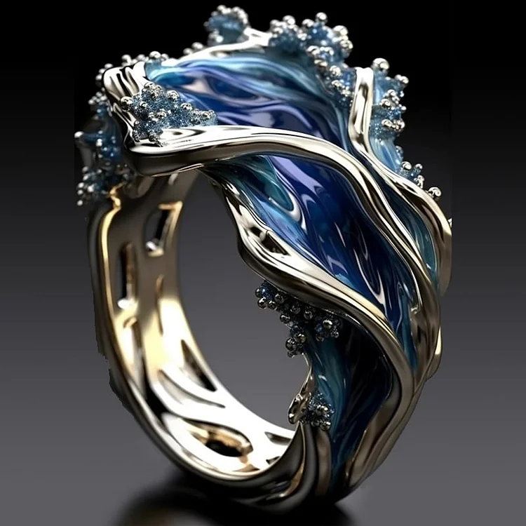 Eden™ | Retro Golden Wave Ocean Ring