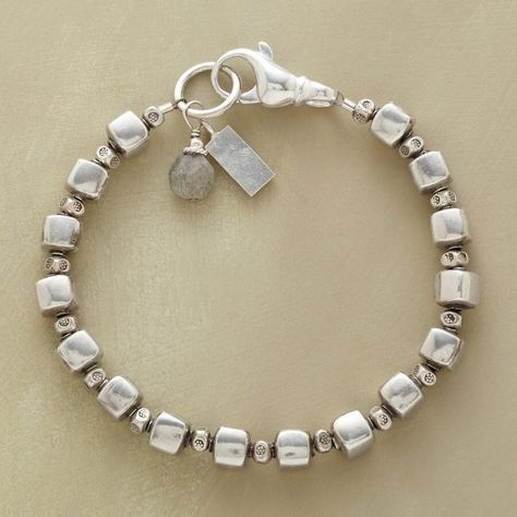 Addison™ | Vintage Silver Cubic Beads Bracelet