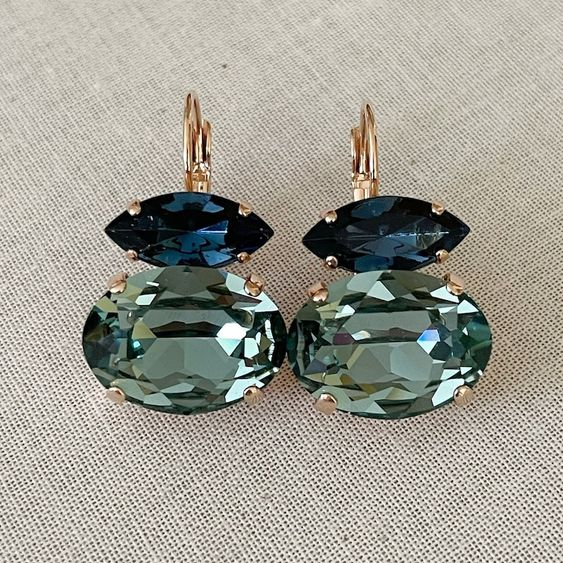 Abigail™ | Vintage Green & Blue Glass Earrings