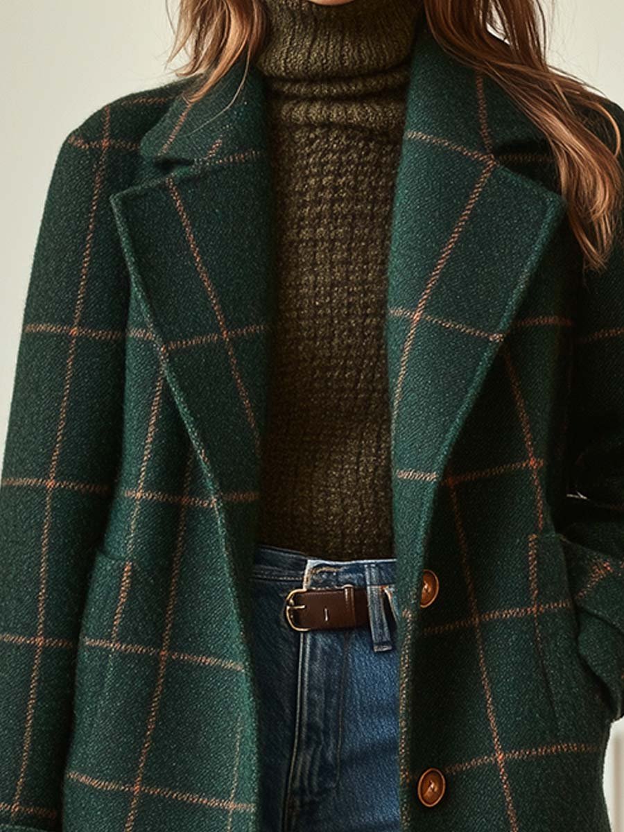 Evelyn™ | Women's Retro Lapel Plaid Coat
