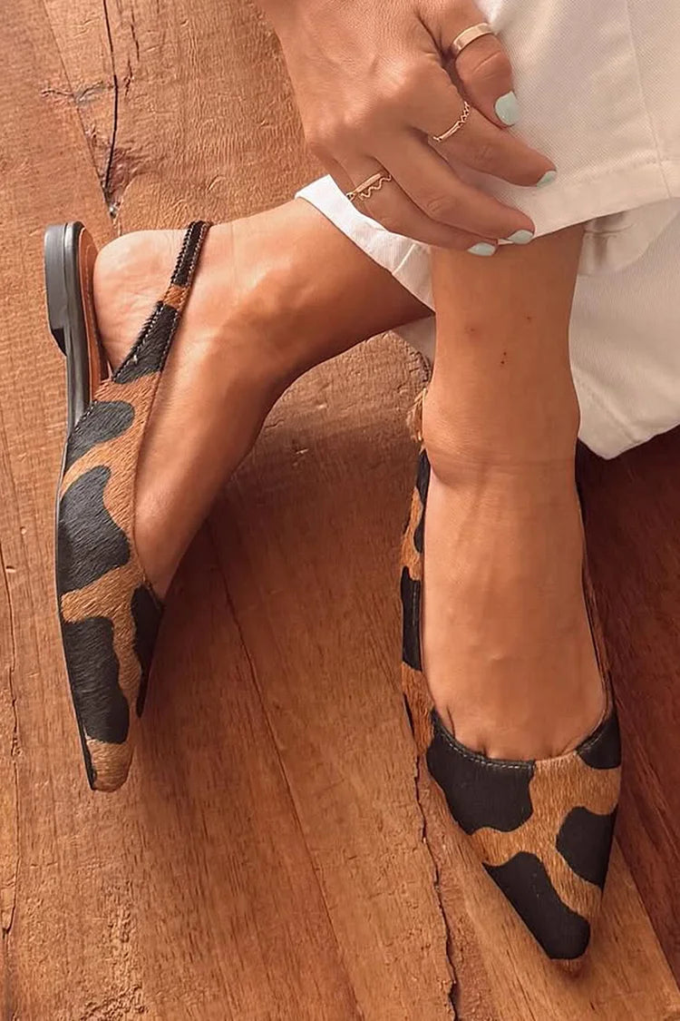 Everly & Rose | Elegant Pointed Slingback with Animal Print for a Unique Style