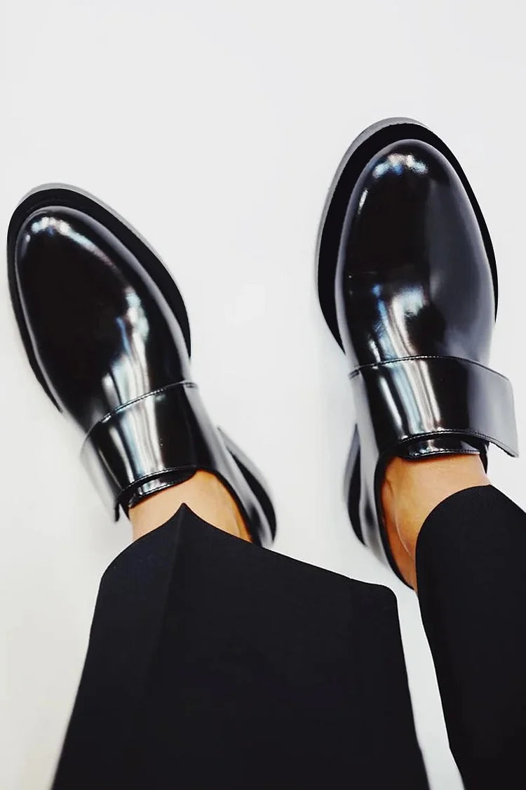 Everly & Rose | Elegant Glossy Loafers with Strap for a Flawless Style