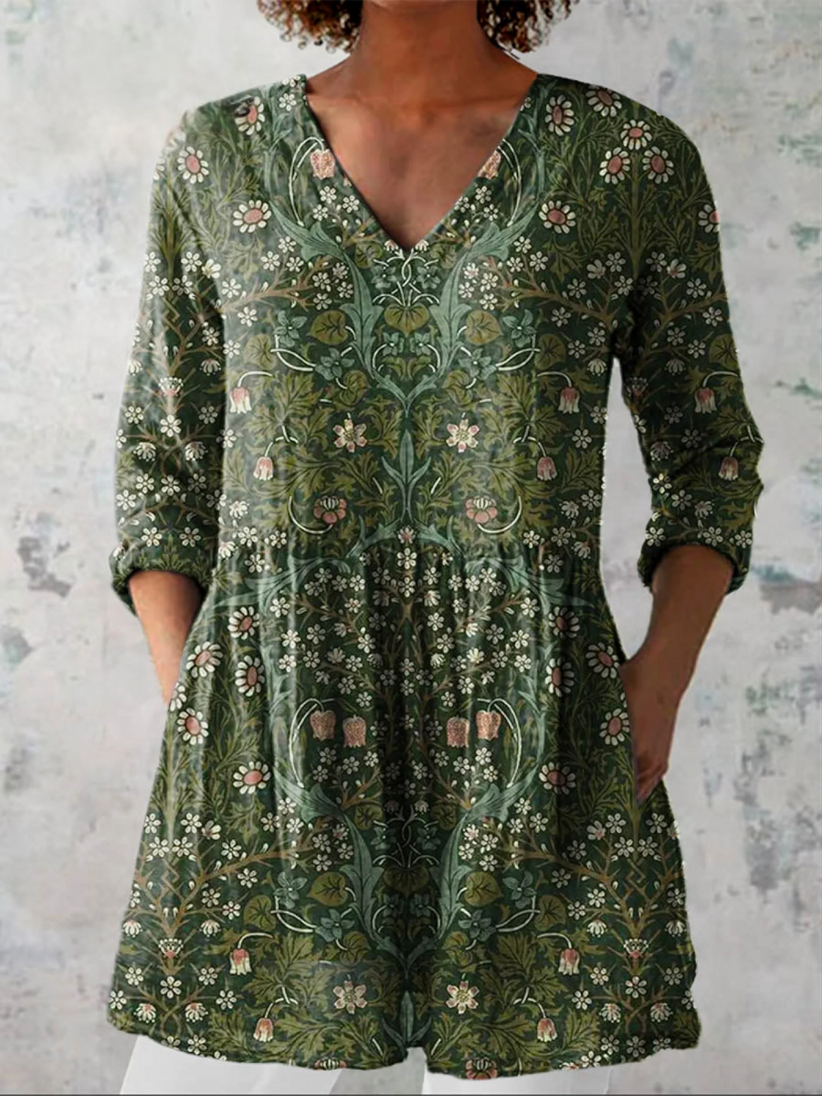 Lovely Vintage Linen Tunic – Forest Green
