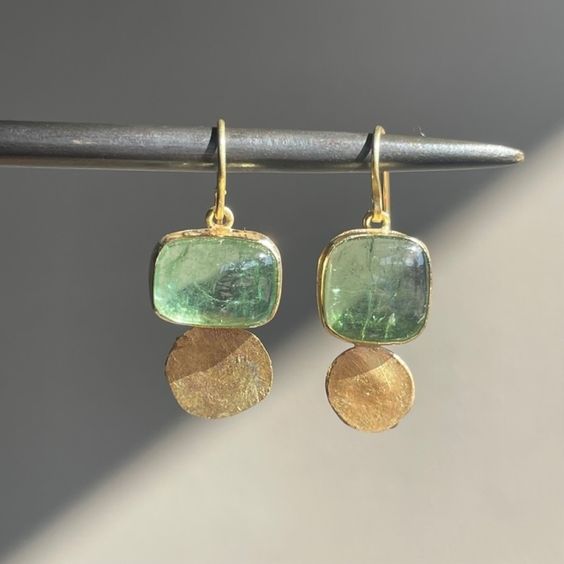 Isla™ | Vintage Green Golden Glass Earrings