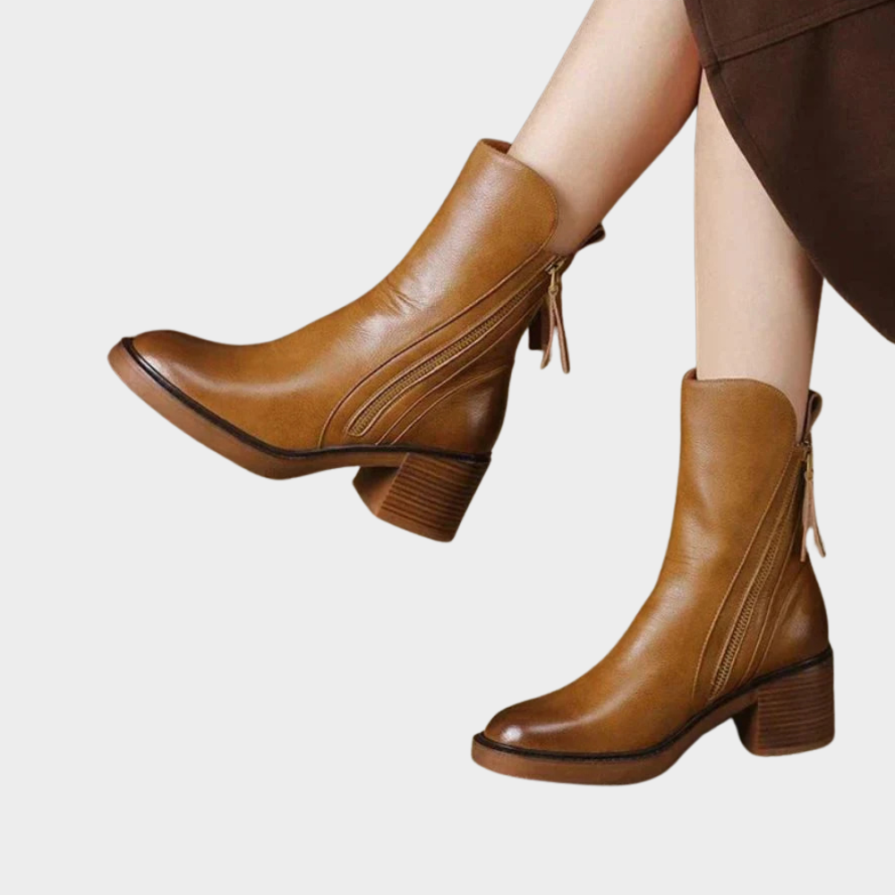 Gabriella | Comfortable Leather Ankle Heeled Boots