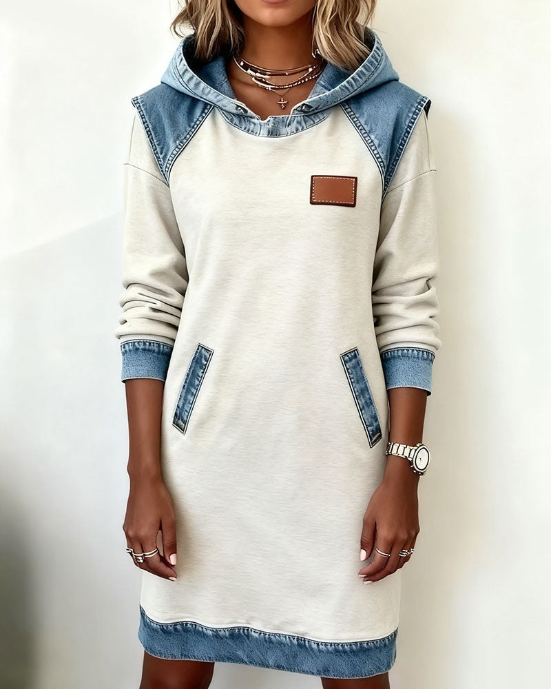 Julia | Hooded Dress with Denim Inserts