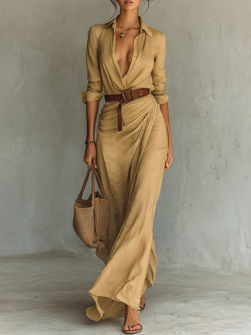 Katrina™ | Belted Maxi Shirt Dress