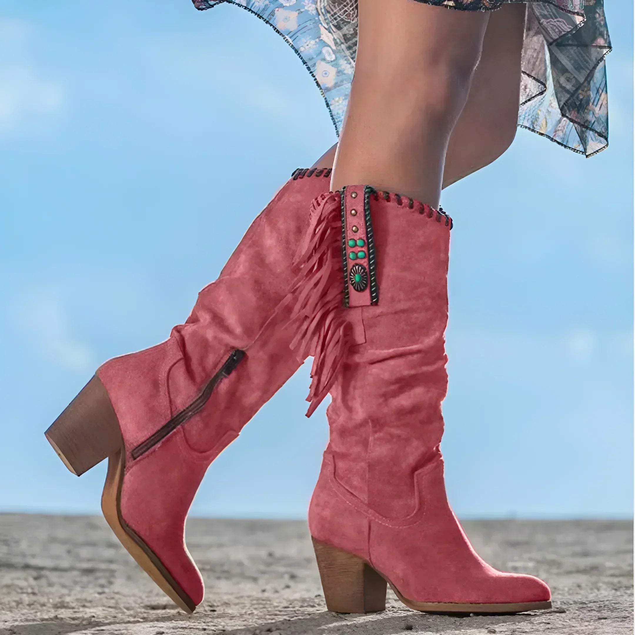 Harlow - Classic Western Fringe Boots