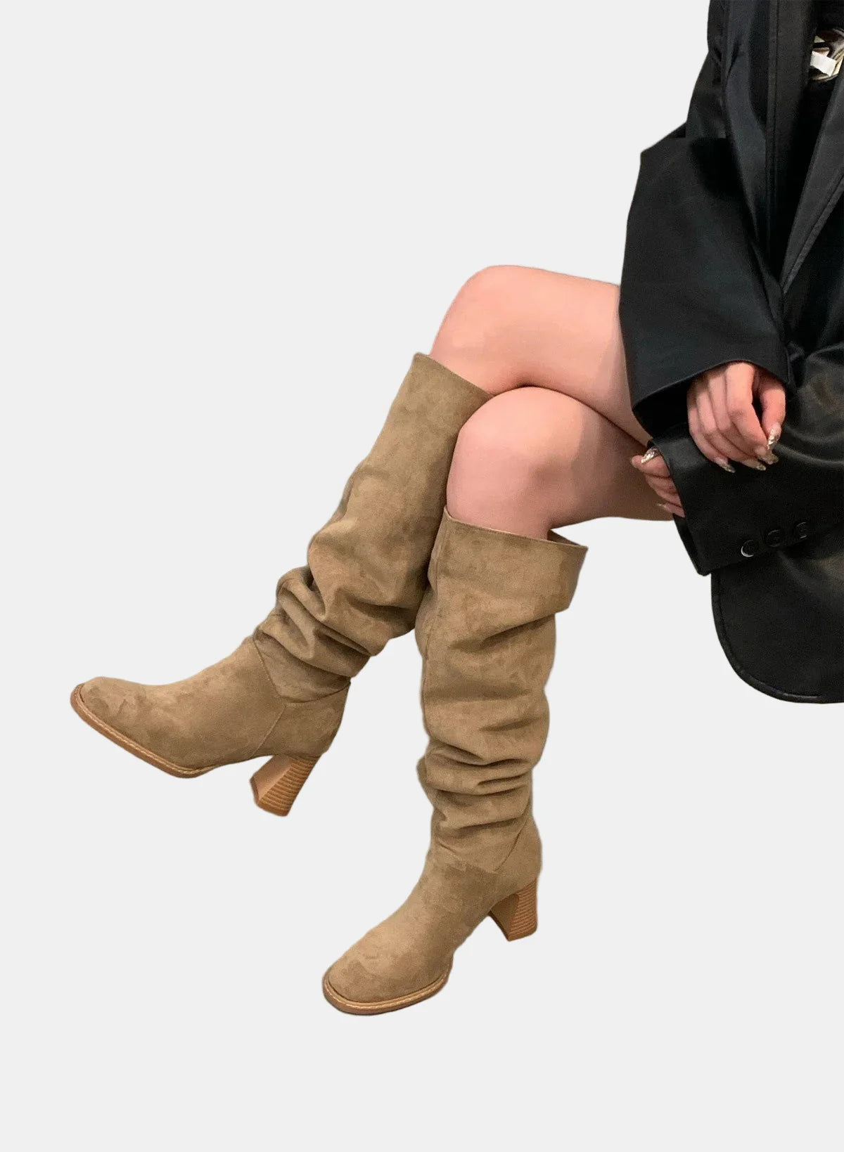 Evie | Pointed-Toe Suede Block Heels