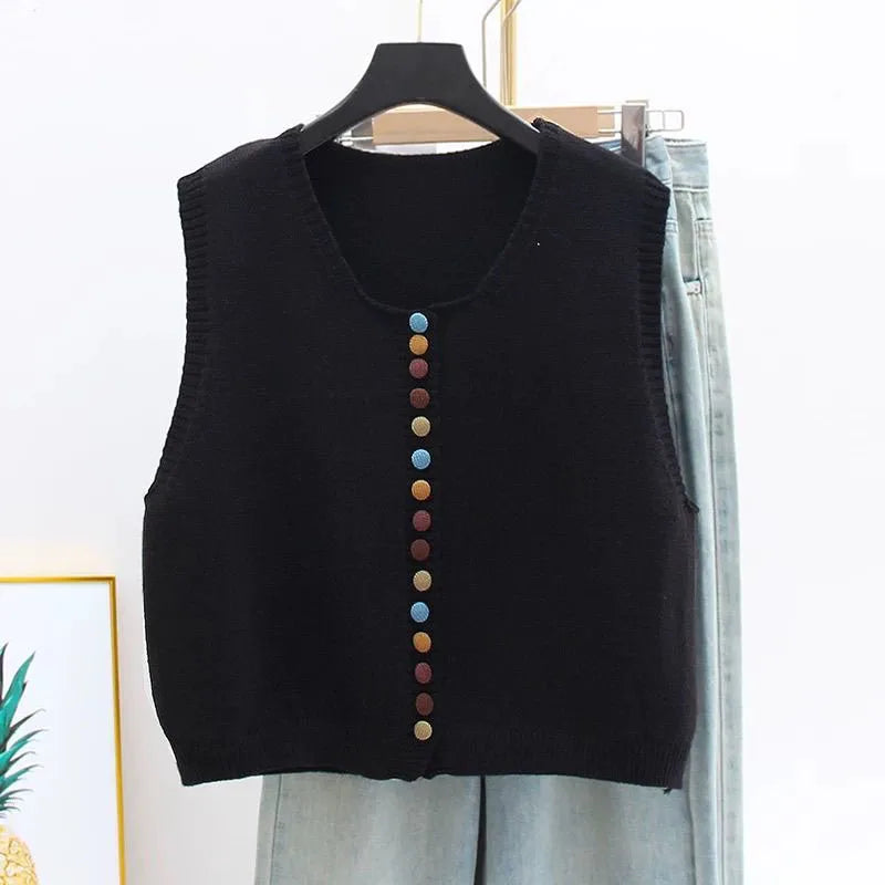 Maribel™ - Color-Button Knit Vest