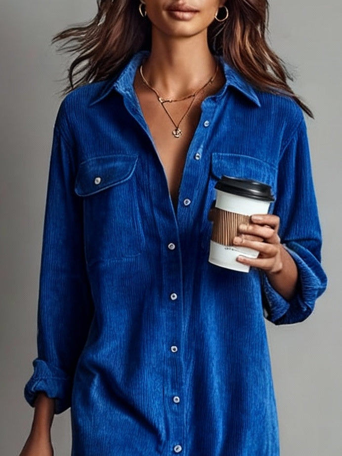 Arlette™ | Cord Midi Shirt Dress