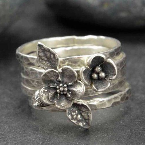 Aria™ | Vintage Flower Silver Layer Ring